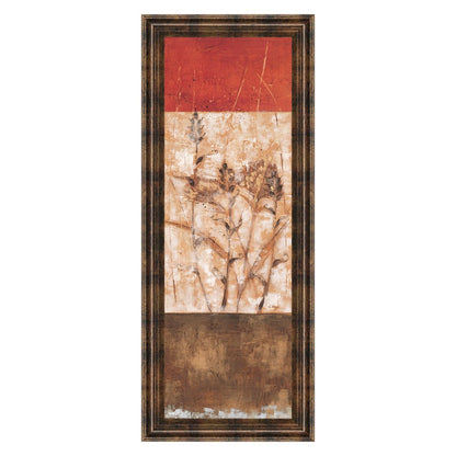Classy Living Fresco I 42in Vertical Wall Art | Contemporary Multicolor Botanical on Paper with Dark Chocolate MDF Frame | Living Room & | Model 1234