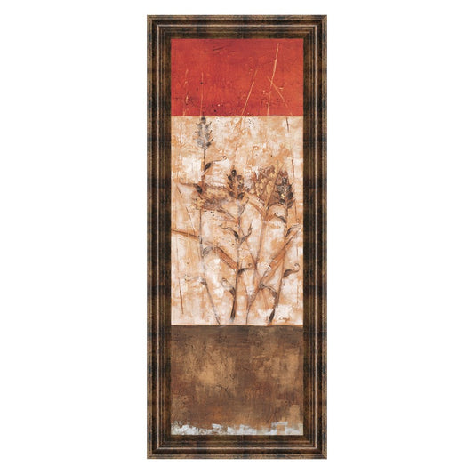 Classy Living Fresco I 42in Vertical Wall Art | Contemporary Multicolor Botanical on Paper with Dark Chocolate MDF Frame | Living Room & | Model 1234