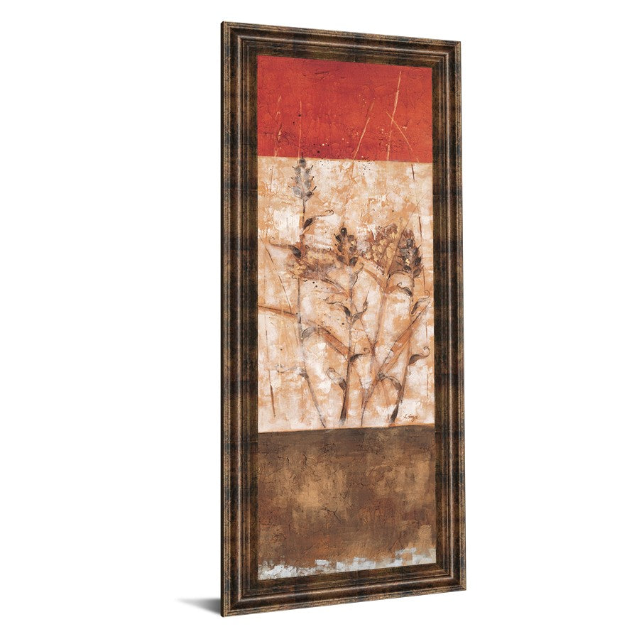 Classy Living Fresco I 42in Vertical Wall Art | Contemporary Multicolor Botanical on Paper with Dark Chocolate MDF Frame | Living Room & | Model 1234