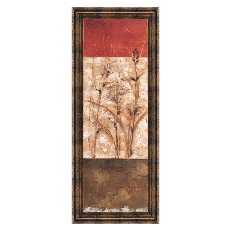 Classy Living Fresco II 18x42in Wall Art | Contemporary Multicolor Botanical on Paper in Dark Chocolate MDF Frame | Living Room & Bedroom | Model 1235