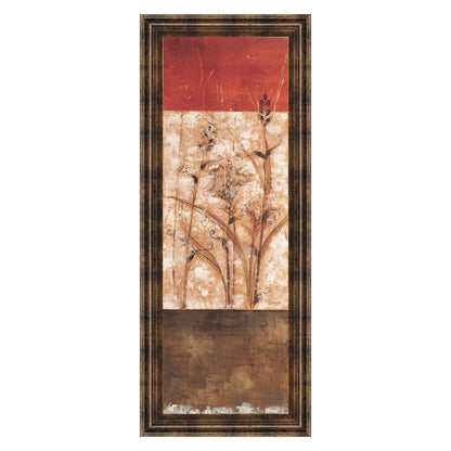 Classy Living Fresco II 18x42in Wall Art | Contemporary Multicolor Botanical on Paper in Dark Chocolate MDF Frame | Living Room & Bedroom | Model 1235