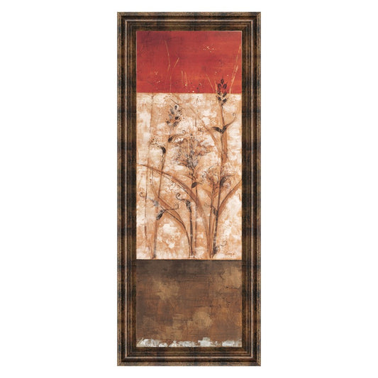 Classy Living Fresco II 18x42in Wall Art | Contemporary Multicolor Botanical on Paper in Dark Chocolate MDF Frame | Living Room & Bedroom | Model 1235