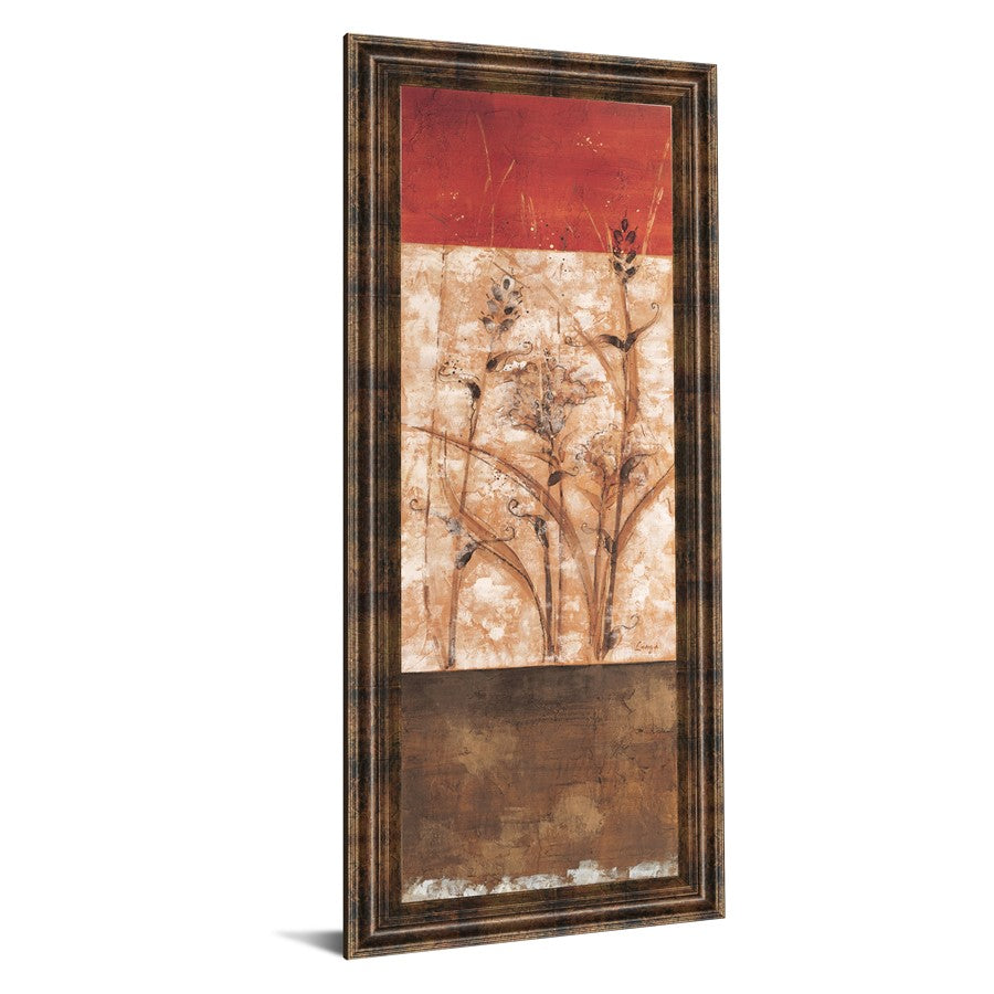 Classy Living Fresco II 18x42in Wall Art | Contemporary Multicolor Botanical on Paper in Dark Chocolate MDF Frame | Living Room & Bedroom | Model 1235