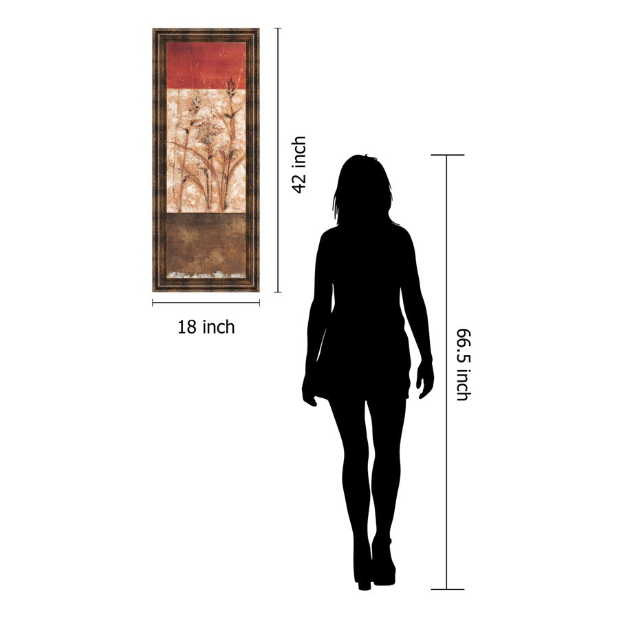 Classy Living Fresco II 18x42in Wall Art | Contemporary Multicolor Botanical on Paper in Dark Chocolate MDF Frame | Living Room & Bedroom | Model 1235