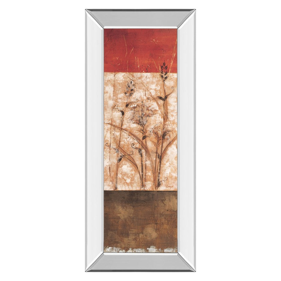 Classy Living Fresco II 18x42in Rectangular Wall Art | Contemporary Botanical Floral on Mirrored Frame | Living Room & Bedroom Decor | 3 x | Model 1235MF