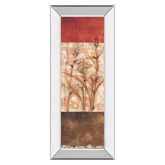 Classy Living Fresco II 18x42in Rectangular Wall Art | Contemporary Botanical Floral on Mirrored Frame | Living Room & Bedroom Decor | 3 x | Model 1235MF