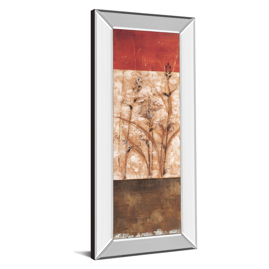 Classy Living Fresco II 18x42in Rectangular Wall Art | Contemporary Botanical Floral on Mirrored Frame | Living Room & Bedroom Decor | 3 x | Model 1235MF