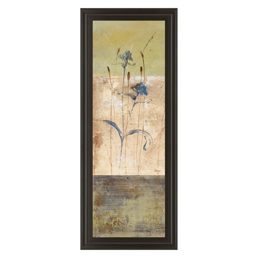 Classy Living Kimono Bloom 18x42in Vertical Wall Art | Contemporary Multicolor Paper on MDF in Dark Chocolate Frame | Living Room & Bedroom | Model 1240