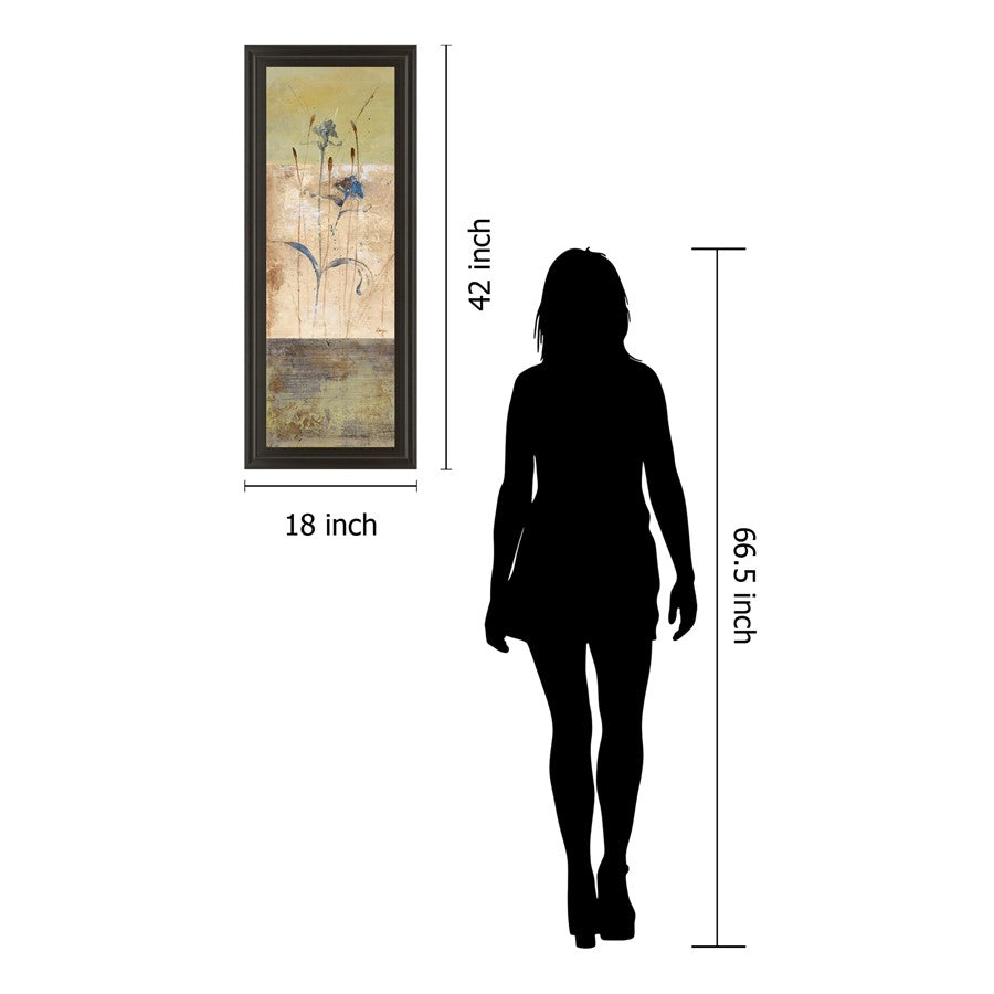 Classy Living Kimono Bloom 18x42in Vertical Wall Art | Contemporary Multicolor Paper on MDF in Dark Chocolate Frame | Living Room & Bedroom | Model 1240