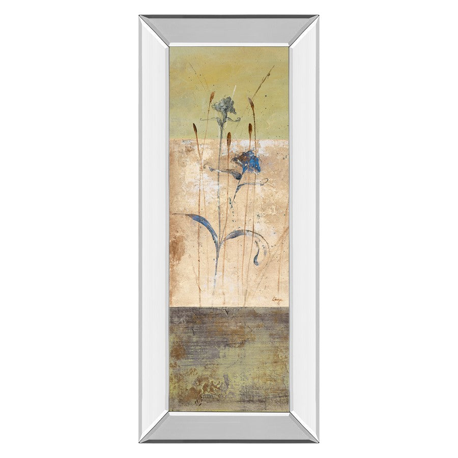 Classy Living Kimono Bloom 18x42in Vertical Wall Art | Contemporary Floral on Paper with Mirrored Frame | Living Room & Bedroom Decor | 18 | Model 1240MF