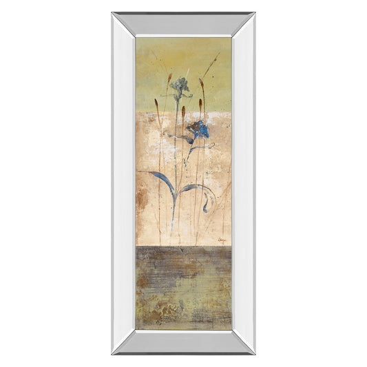 Classy Living Kimono Bloom 18x42in Vertical Wall Art | Contemporary Floral on Paper with Mirrored Frame | Living Room & Bedroom Decor | 18 | Model 1240MF