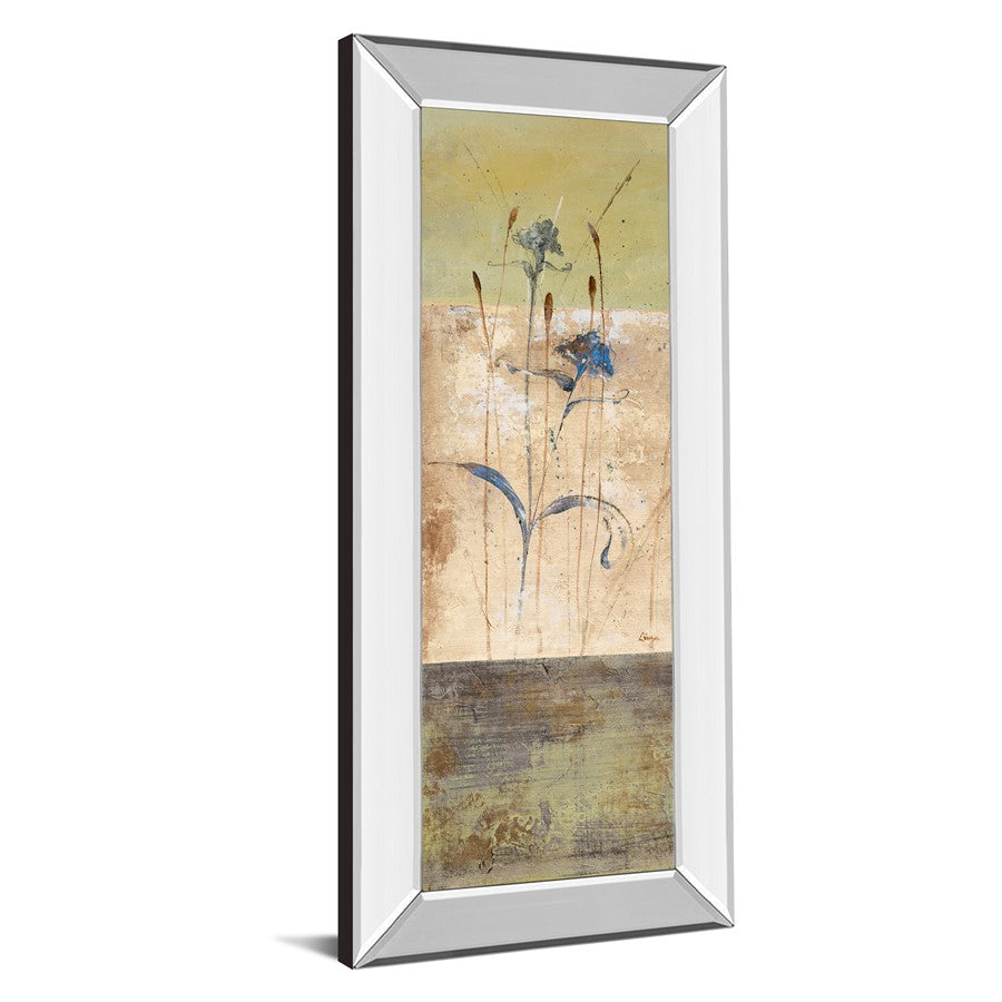 Classy Living Kimono Bloom 18x42in Vertical Wall Art | Contemporary Floral on Paper with Mirrored Frame | Living Room & Bedroom Decor | 18 | Model 1240MF