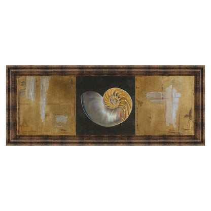 Classy Living Seashell Spiral 42x18in Wall Art | Transitional Coastal Paper Print in Dark Chocolate MDF Frame | Living Room & Bedroom Decor | Model 1242