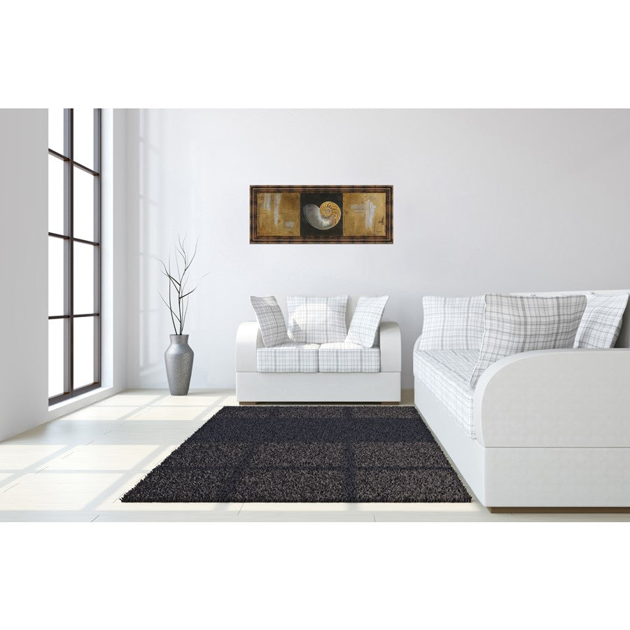 Classy Living Seashell Spiral 42x18in Wall Art | Transitional Coastal Paper Print in Dark Chocolate MDF Frame | Living Room & Bedroom Decor | Model 1242