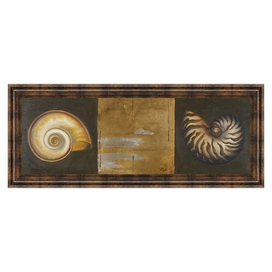 Classy Living Seashell Elegance 42x18in Wall Art | Transitional Dark Chocolate MDF Frame with Glass | Living Room & Office Coastal Decor | 42 | Model 1243