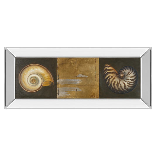 Classy Living Seashell Elegance 42x18in Wall Art | Transitional Mirrored Frame with Seashell Graphic Art | Living Room & Office Coastal | Model 1243MF