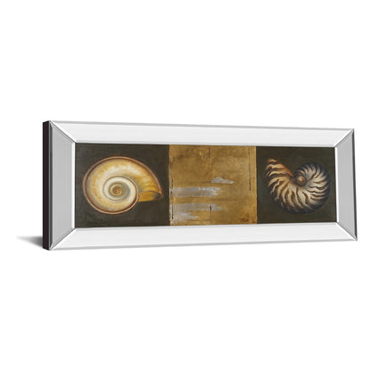 Classy Living Seashell Elegance 42x18in Wall Art | Transitional Mirrored Frame with Seashell Graphic Art | Living Room & Office Coastal | Model 1243MF