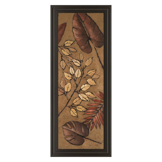 Classy Living Autumn Leaves 18x42in Wall Art | Contemporary Dark Chocolate MDF Frame with Glass | Living Room & Office Decor | 18 x 42 x 1 in | Model 1247