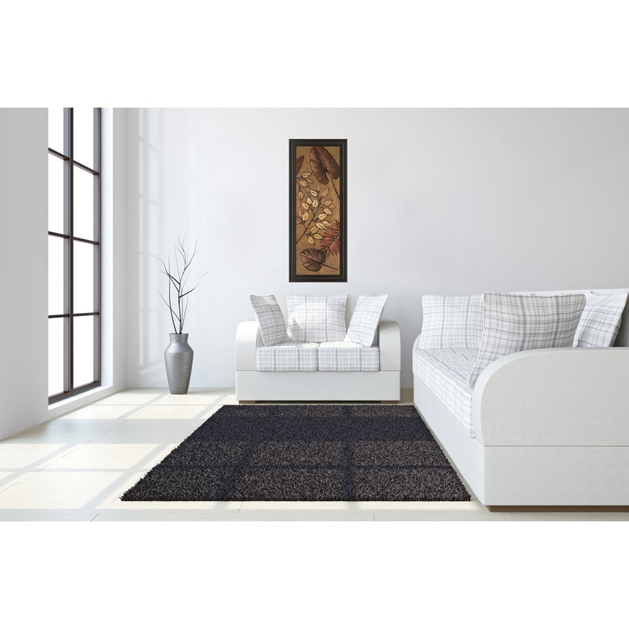 Classy Living Autumn Leaves 18x42in Wall Art | Contemporary Dark Chocolate MDF Frame with Glass | Living Room & Office Decor | 18 x 42 x 1 in | Model 1247
