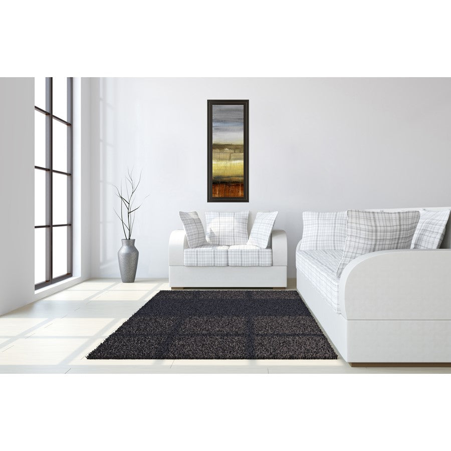 Classy Living Summer Rain 18x42in Wall Art | Contemporary Abstract on Paper in Dark Chocolate MDF Frame | Living Room & Office Decor | 18 x | Model 1254