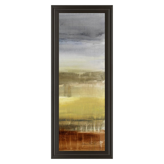 Classy Living Summer Rain I 18x42in Wall Art | Contemporary Abstract Mixed Media on Paper in Dark Chocolate MDF Frame | Living Room & Office | Model 1255
