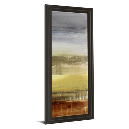 Classy Living Summer Rain I 18x42in Wall Art | Contemporary Abstract Mixed Media on Paper in Dark Chocolate MDF Frame | Living Room & Office | Model 1255