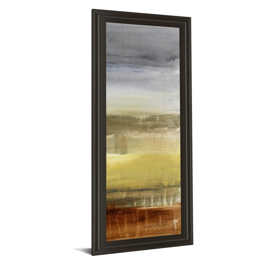Classy Living Summer Rain I 18x42in Wall Art | Contemporary Abstract Mixed Media on Paper in Dark Chocolate MDF Frame | Living Room & Office | Model 1255