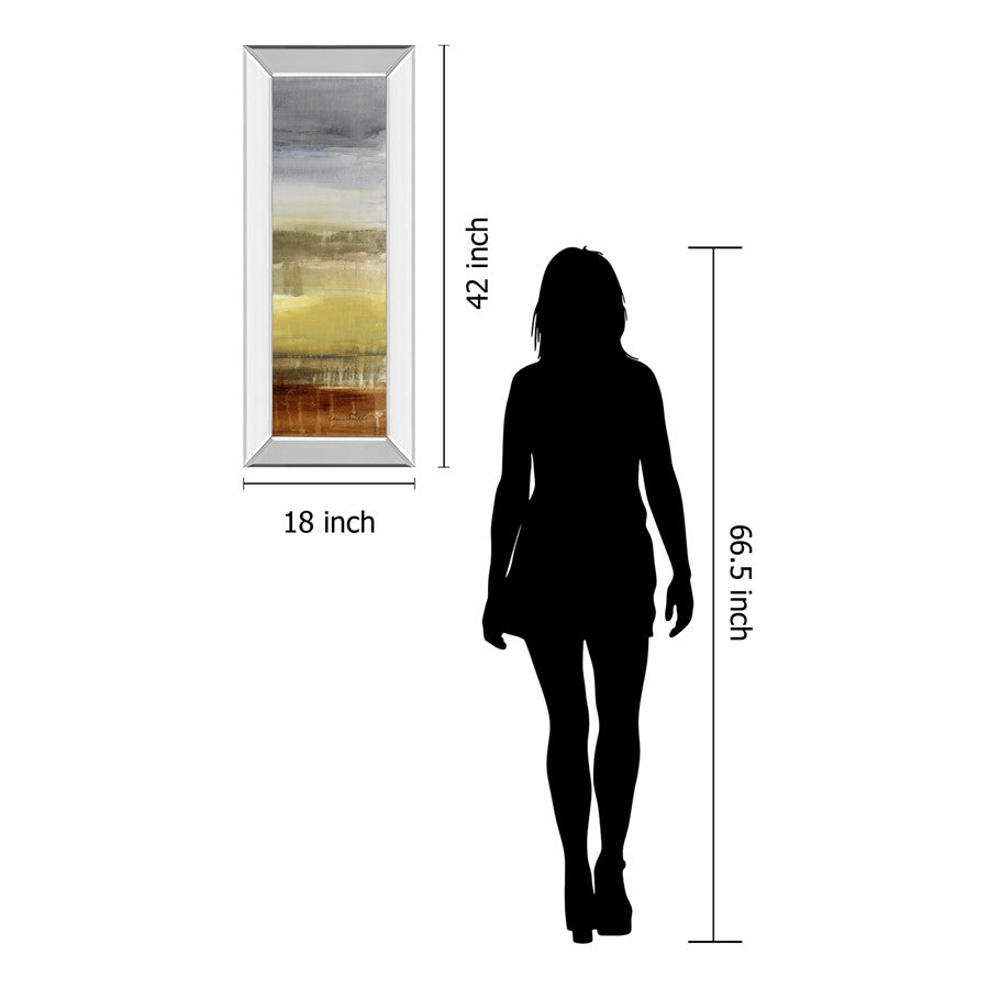 Classy Living Summer Rain I 18x42in Wall Art | Contemporary Abstract Mixed Media with Mirrored Frame | Living Room & Office Decor | 18 x 42 | Model 1255MF