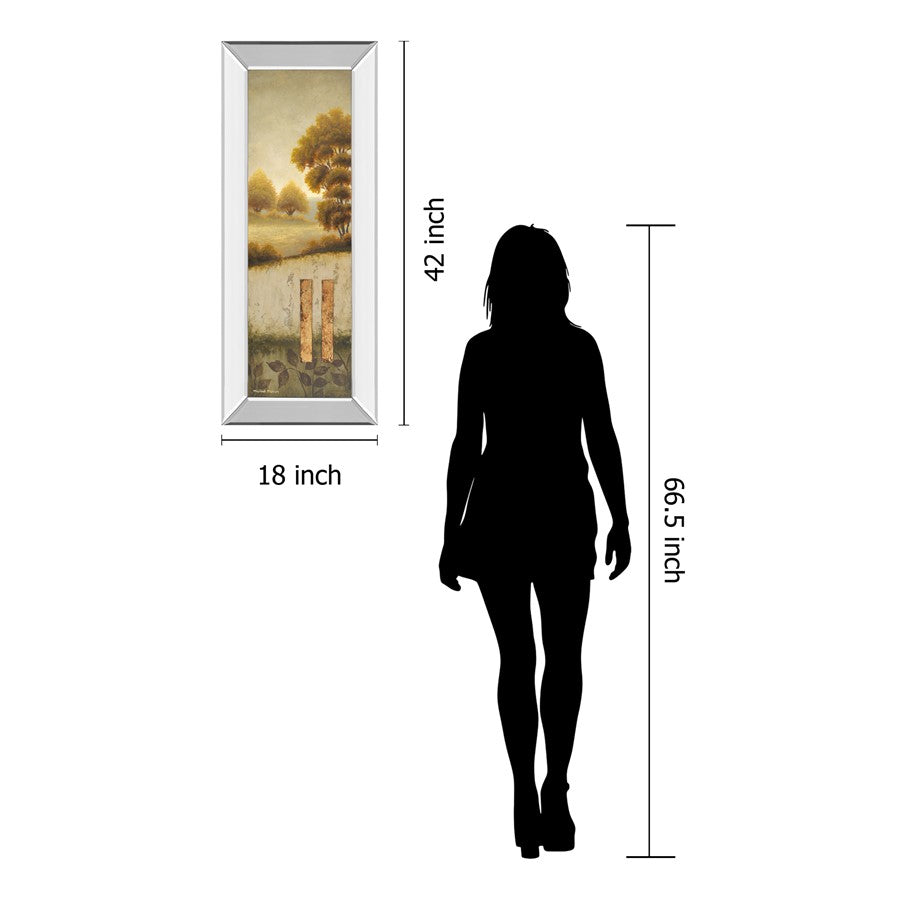 Classy Living Beyond The Forest 18x42in Vertical Wall Art | Contemporary Mixed Media with Mirrored Frame | Living Room & Office Decor | 3 x | Model 1257MF