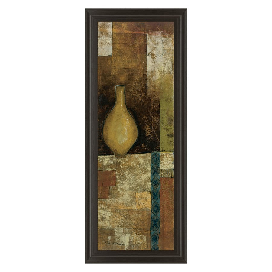 Classy Living Amber Vessel Mosaic Wall Art 18x42in | Contemporary Abstract on Paper in Dark Chocolate MDF Frame | Living Room & Office Decor | Model 1260