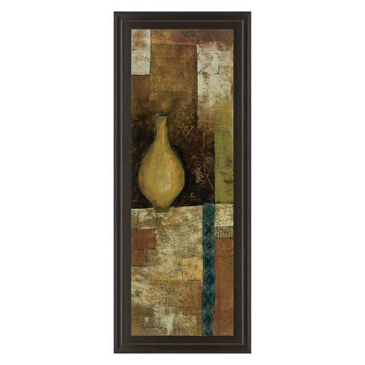 Classy Living Amber Vessel Mosaic Wall Art 18x42in | Contemporary Abstract on Paper in Dark Chocolate MDF Frame | Living Room & Office Decor | Model 1260