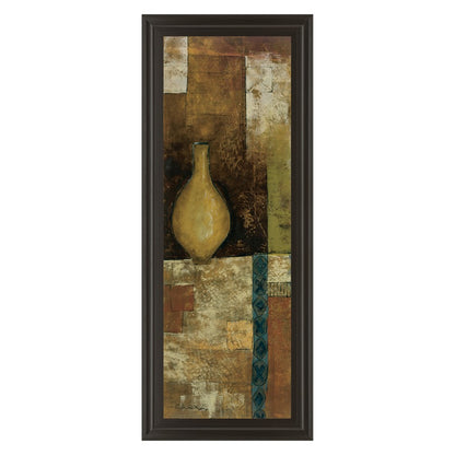 Classy Living Amber Vessel Mosaic Wall Art 18x42in | Contemporary Abstract on Paper in Dark Chocolate MDF Frame | Living Room & Office Decor | Model 1260