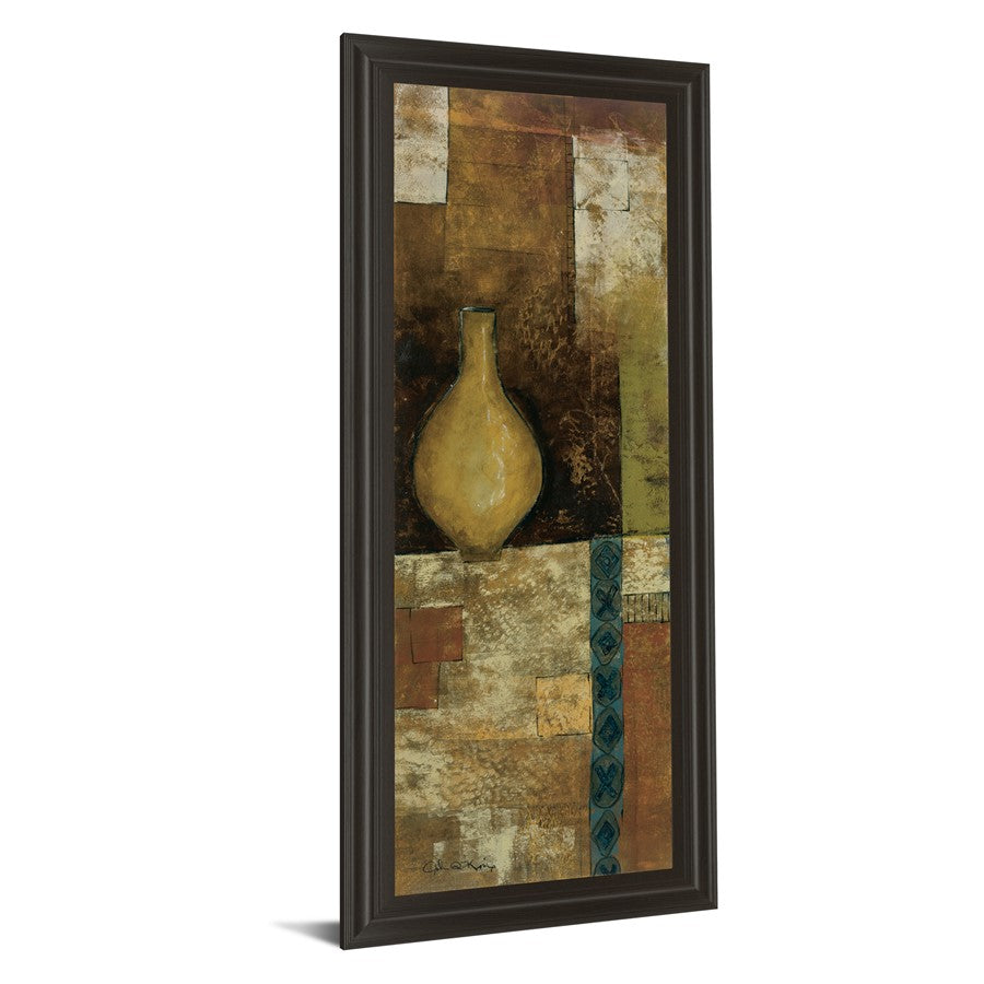 Classy Living Amber Vessel Mosaic Wall Art 18x42in | Contemporary Abstract on Paper in Dark Chocolate MDF Frame | Living Room & Office Decor | Model 1260