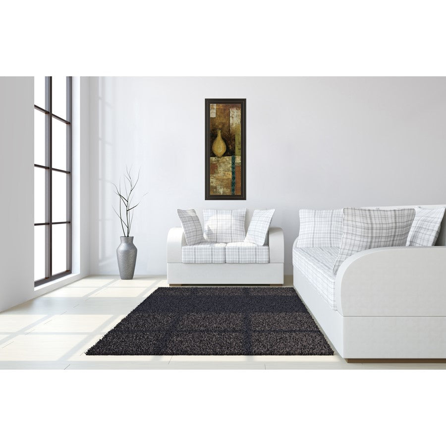 Classy Living Amber Vessel Mosaic Wall Art 18x42in | Contemporary Abstract on Paper in Dark Chocolate MDF Frame | Living Room & Office Decor | Model 1260