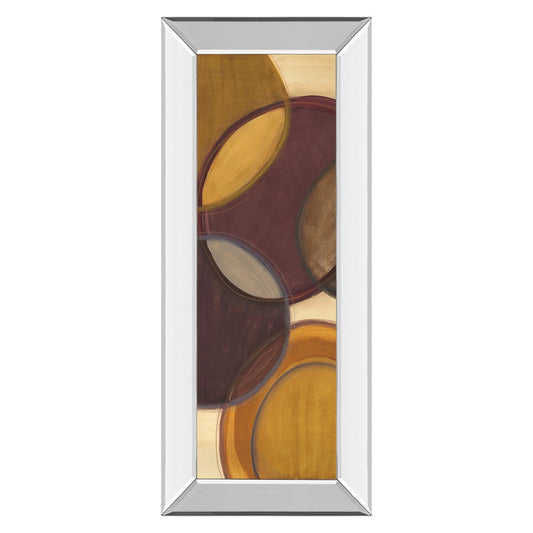 Classy Living Moon Shadow II 18x42in Wall Art | Transitional Abstract Gold Burgundy Hues on Paper with Mirrored Frame | Living Room & | Model 1266MF
