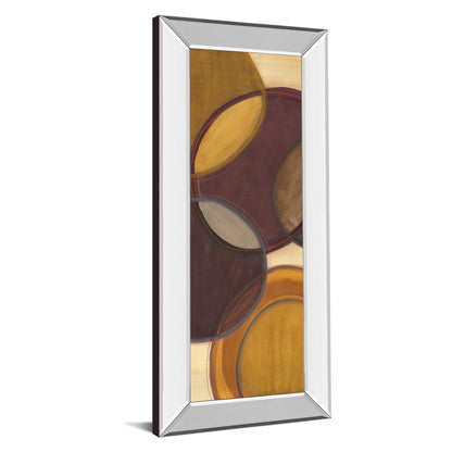Classy Living Moon Shadow II 18x42in Wall Art | Transitional Abstract Gold Burgundy Hues on Paper with Mirrored Frame | Living Room & | Model 1266MF
