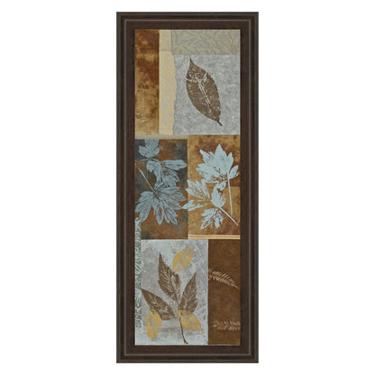 Classy Living Leaf Harmony 18x42in Rectangular Wall Art | Transitional Mixed Media on Paper, Cinnamon Mocha MDF Frame | Living Room & Office | Model 1272