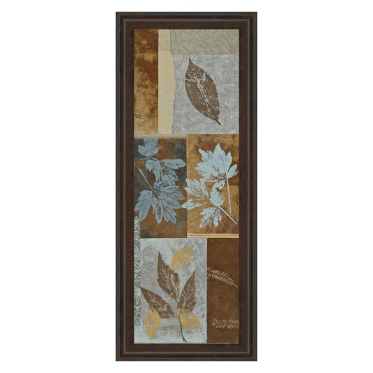 Classy Living Leaf Harmony 18x42in Rectangular Wall Art | Transitional Mixed Media on Paper, Cinnamon Mocha MDF Frame | Living Room & Office | Model 1272