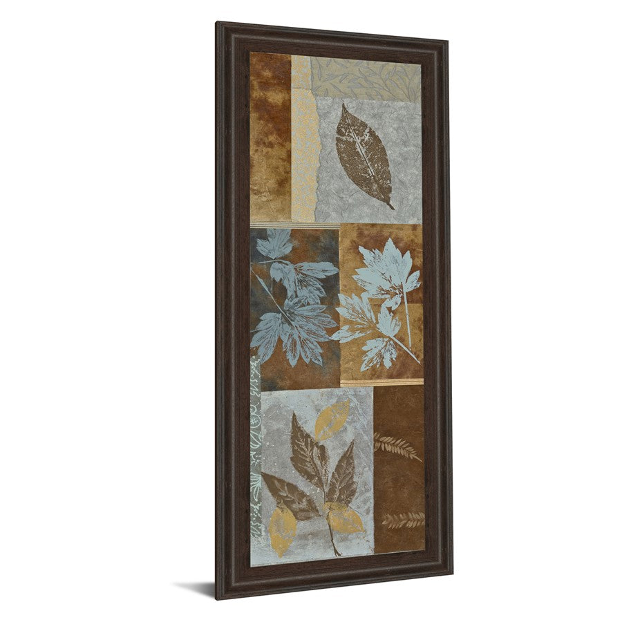 Classy Living Leaf Harmony 18x42in Rectangular Wall Art | Transitional Mixed Media on Paper, Cinnamon Mocha MDF Frame | Living Room & Office | Model 1272