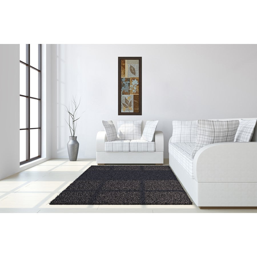 Classy Living Leaf Harmony 18x42in Rectangular Wall Art | Transitional Mixed Media on Paper, Cinnamon Mocha MDF Frame | Living Room & Office | Model 1272