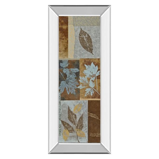 Classy Living Leaf Harmony 18x42in Wall Art | Transitional Multicolor Paper on Mirrored Frame | Living Room & Bedroom Decor | 18 x 42 x 3 in | Model 1272MF