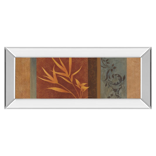 Classy Living Golden Foliage Blend Wall Art 42x18in | Contemporary Multicolor Paper Art in Mirrored Frame | Living Room & Office Decor | 42 | Model 1274MF