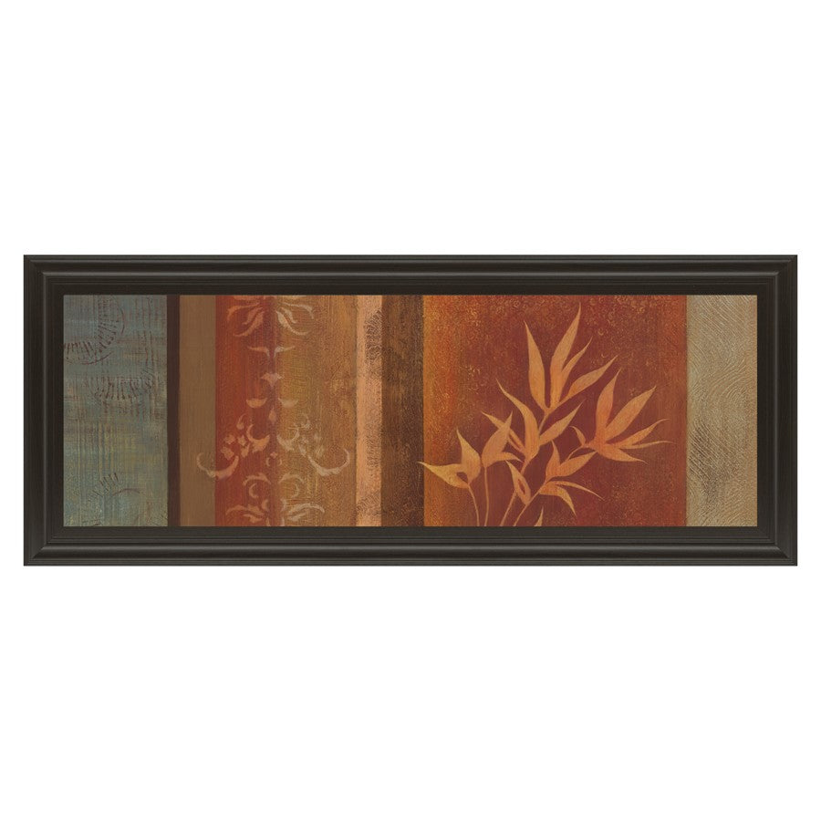 Classy Living Leaf Silhouette Harmony 42x18in Wall Art | Contemporary Multicolor Paper on MDF with Dark Chocolate Frame | Living Room & | Model 1275