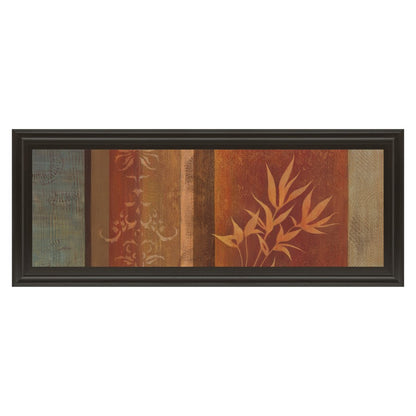 Classy Living Leaf Silhouette Harmony 42x18in Wall Art | Contemporary Multicolor Paper on MDF with Dark Chocolate Frame | Living Room & | Model 1275