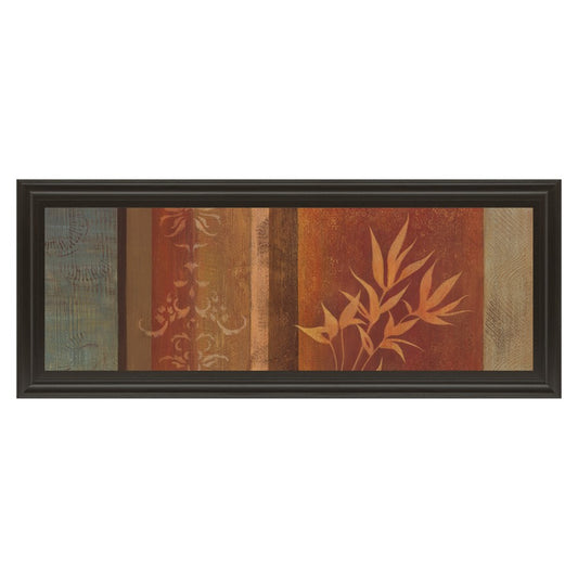 Classy Living Leaf Silhouette Harmony 42x18in Wall Art | Contemporary Multicolor Paper on MDF with Dark Chocolate Frame | Living Room & | Model 1275