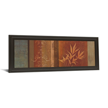 Classy Living Leaf Silhouette Harmony 42x18in Wall Art | Contemporary Multicolor Paper on MDF with Dark Chocolate Frame | Living Room & | Model 1275