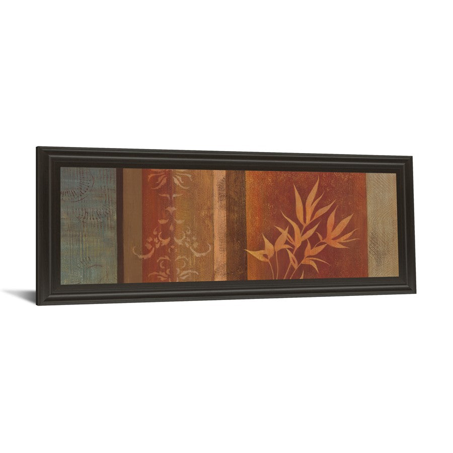 Classy Living Leaf Silhouette Harmony 42x18in Wall Art | Contemporary Multicolor Paper on MDF with Dark Chocolate Frame | Living Room & | Model 1275