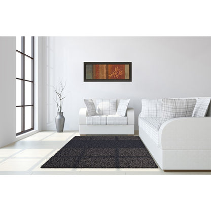 Classy Living Leaf Silhouette Harmony 42x18in Wall Art | Contemporary Multicolor Paper on MDF with Dark Chocolate Frame | Living Room & | Model 1275