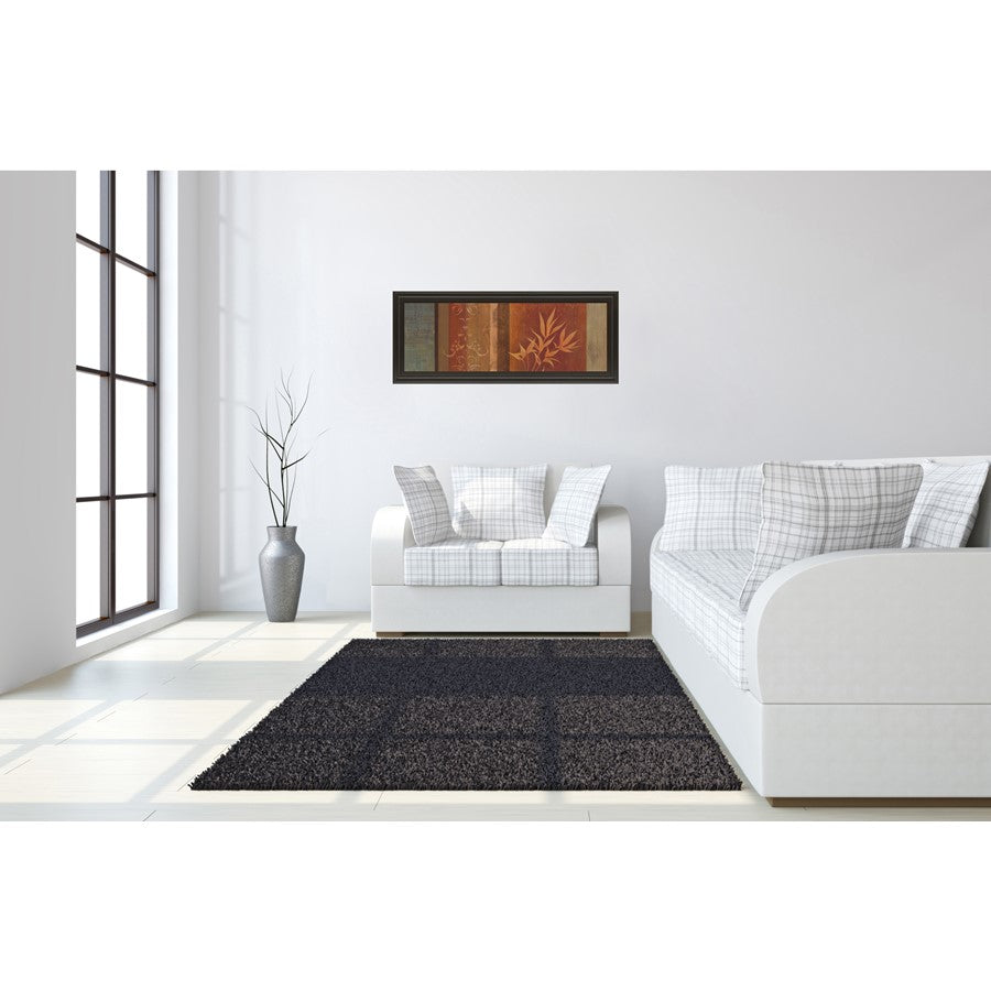 Classy Living Leaf Silhouette Harmony 42x18in Wall Art | Contemporary Multicolor Paper on MDF with Dark Chocolate Frame | Living Room & | Model 1275