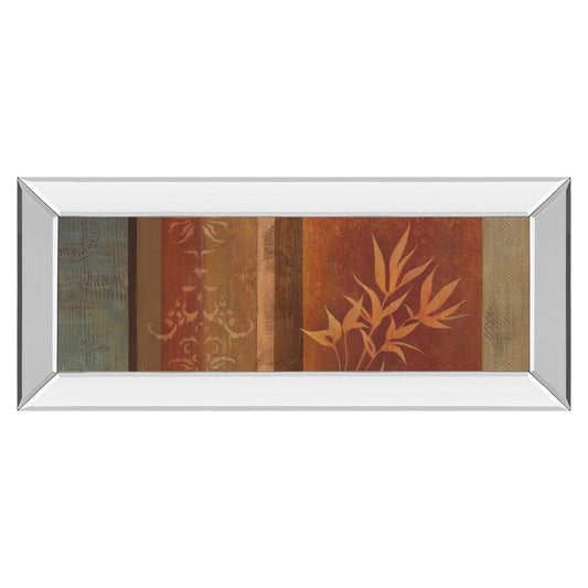 Classy Living Leaf Silhouette Harmony 42x18in Wall Art | Contemporary Multicolor Paper on Mirrored Frame | Living Room & Bedroom Decor | 42 | Model 1275MF